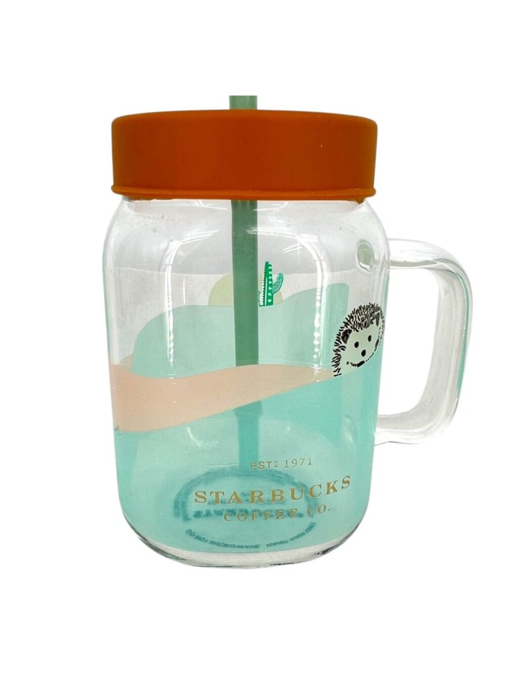 Starbucks Hedgehog Hill 16oz Glass Mason Jar Tumbler With Handle